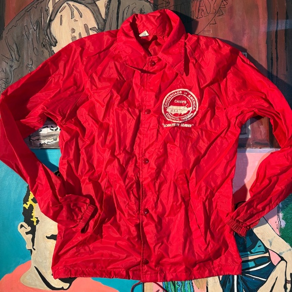 Vintage Boy Scouts Council Indiana Camps Leader Nylon Jacket - Picture 1 of 8